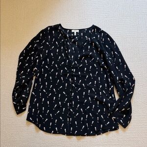 Joie Silk Pink Champagne Glass Blouse with White Bubbles Size Medium